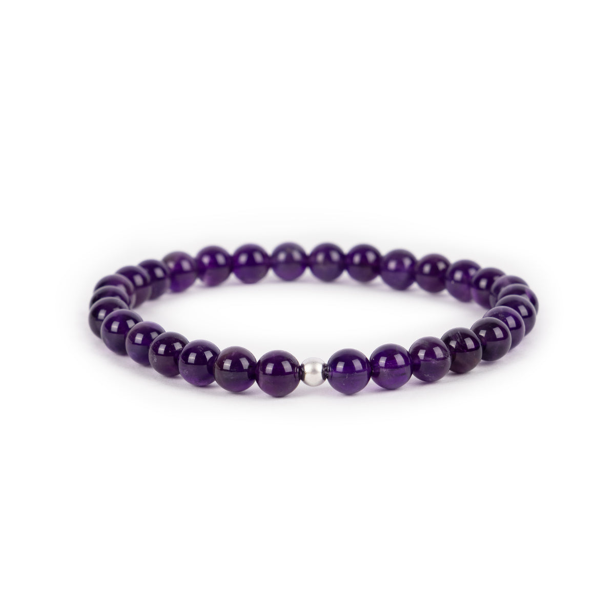 14k White Gold Amethyst Bead Bracelet