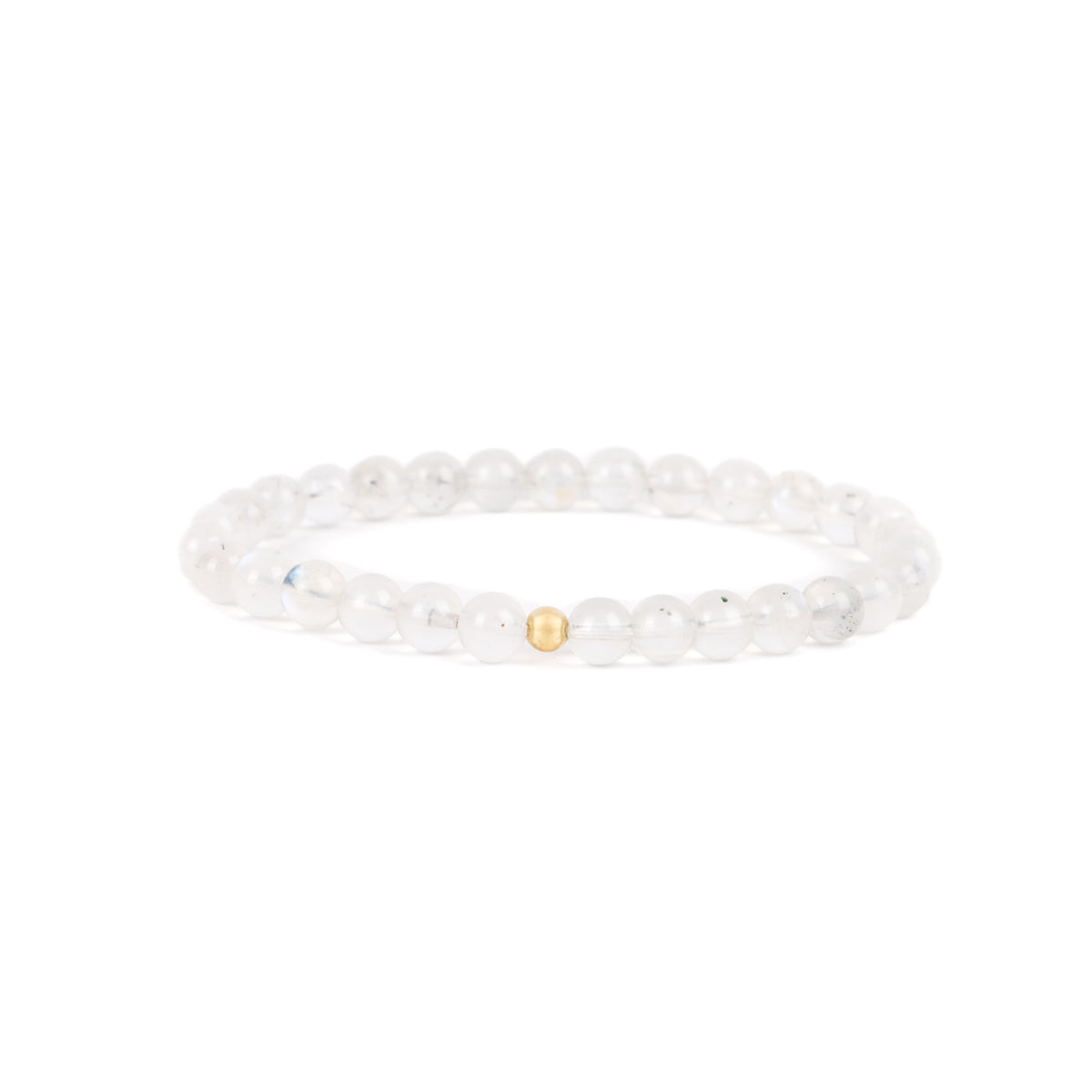 14k Yellow Gold Rainbow Moonstone Bead Bracelet