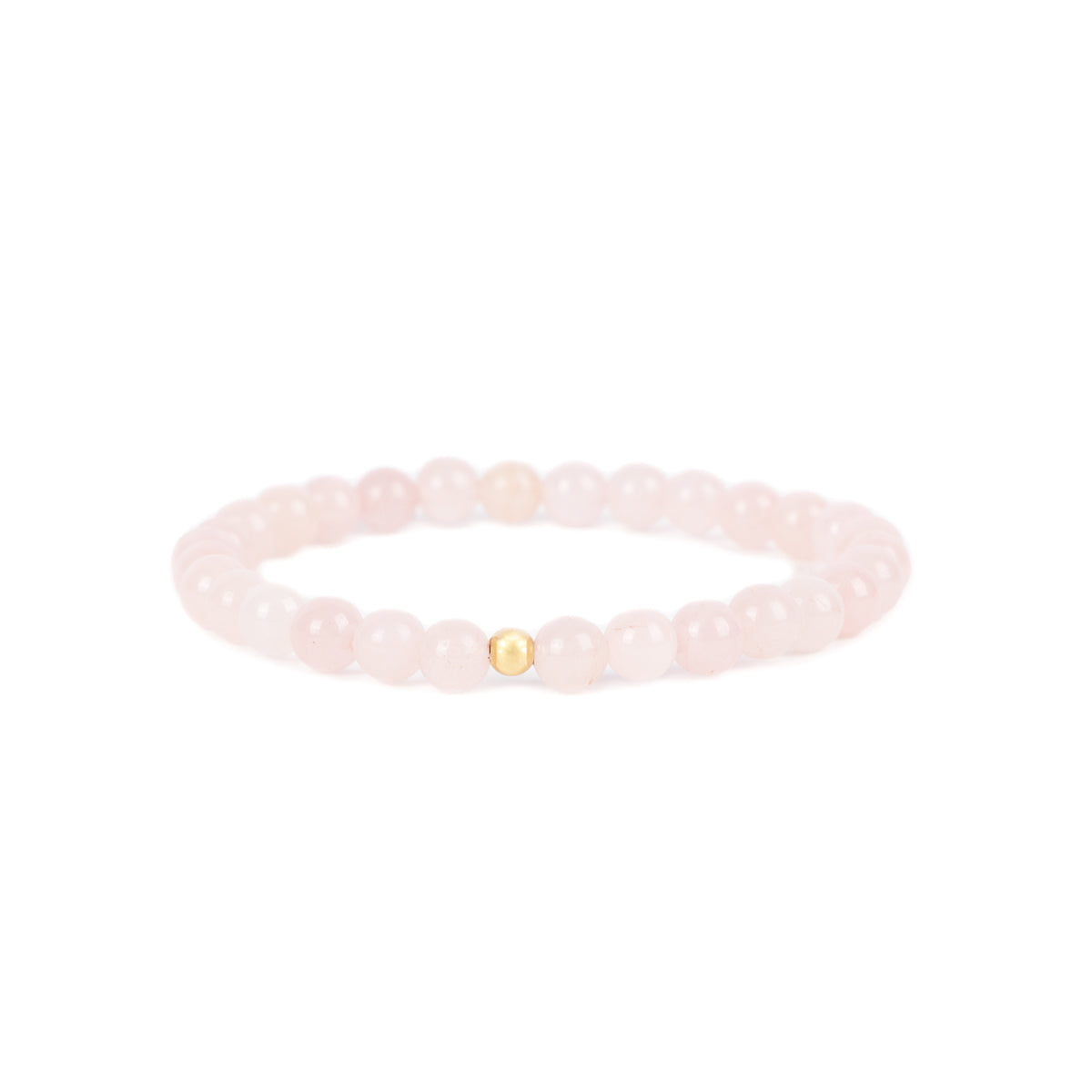 14k Yellow Gold Rose Quartz Bead Bracelet