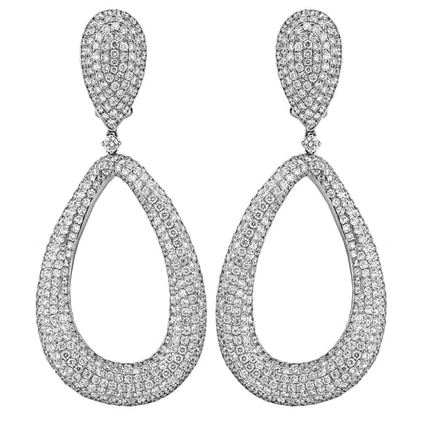 12ct. Diamond Chandelier Earrings Set In 18K White Gold, Pave Set