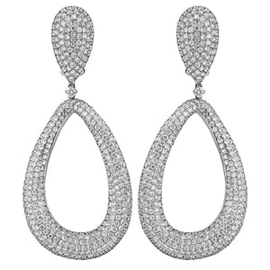 12ct. Diamond Chandelier Earrings Set In 18K White Gold, Pave Set