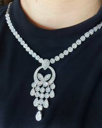 15.2ct. Diamond Necklace Set In 18K White Gold