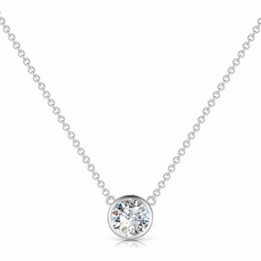 0.50ct. Single Stone Diamond Pendant Set In 14K White Gold, Round Brilliant Cut