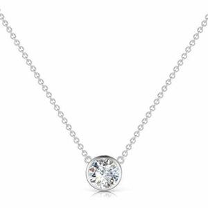 0.50ct. Single Stone Diamond Pendant Set In 14K White Gold, Round Brilliant Cut