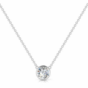 0.70ct. Single Stone Diamond Pendant Set In 14K White Gold, Round Brilliant Cut