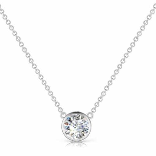 1.50ct. Single Stone Diamond Pendant Set In 14K White Gold, Round Brilliant Cut