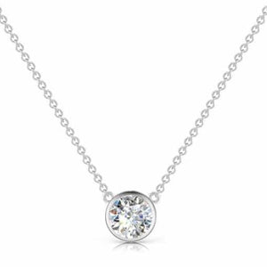 1.50ct. Single Stone Diamond Pendant Set In 14K White Gold, Round Brilliant Cut