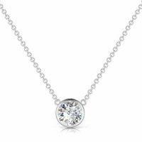 1.90ct. Single Stone Diamond Pendant Set In 14K White Gold, Round Brilliant Cut