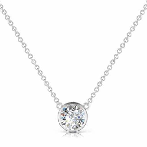 1.90ct. Single Stone Diamond Pendant Set In 14K White Gold, Round Brilliant Cut