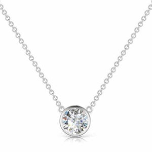 1.90ct. Single Stone Diamond Pendant Set In 14K White Gold, Round Brilliant Cut
