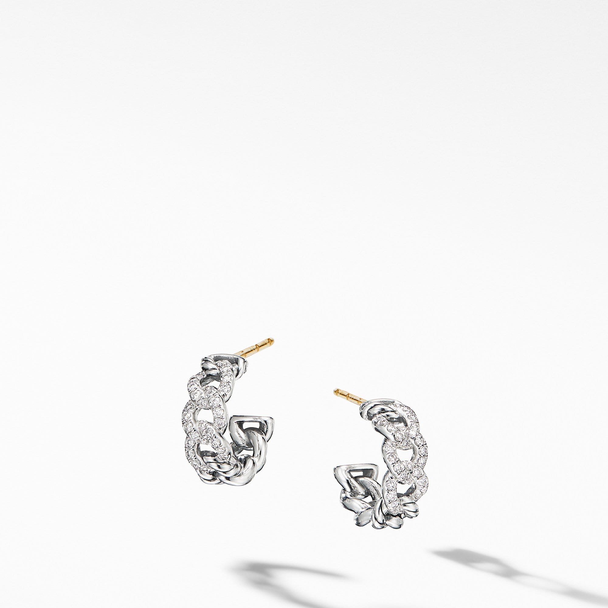 Belmont Curb Link Small Hoop Earrings with  Pave Diamonds