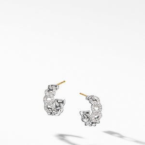 Belmont Curb Link Small Hoop Earrings with  Pave Diamonds