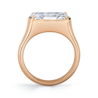 East-West Cushion Cut Diamond Bezel Ring