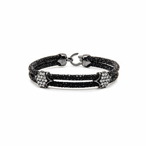 Black Platinum White Diamond Cluster Bracelet