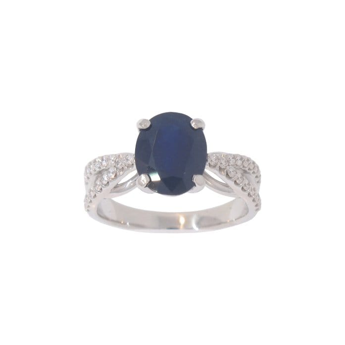 Blue Sapphire and Diamond Ring