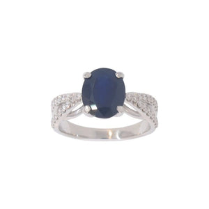 Blue Sapphire and Diamond Ring