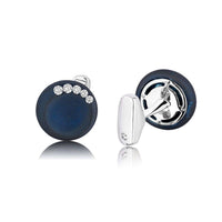 Blue Titanium and Platinum Cufflinks with Diamonds