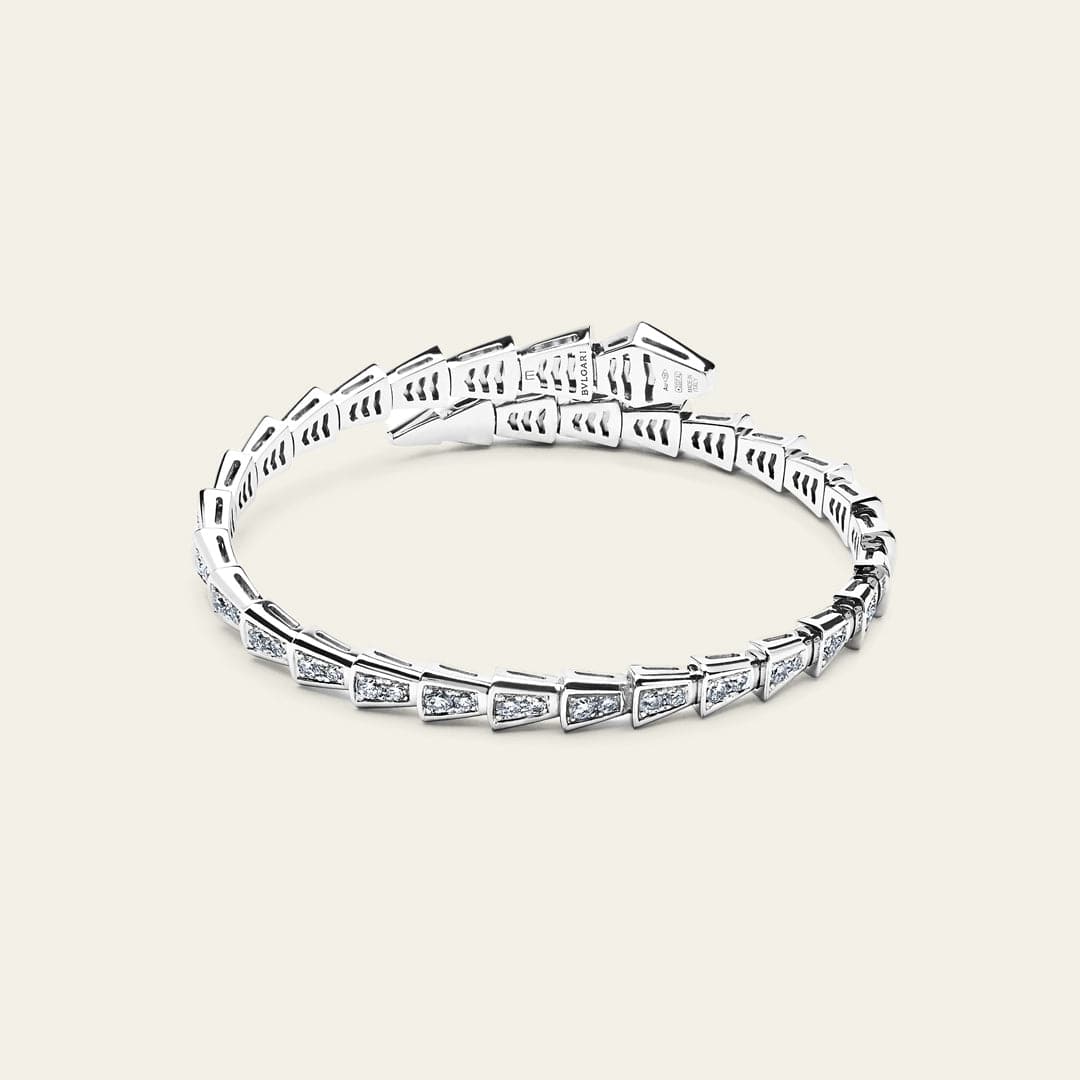 BVLGARI Serpenti Viper Slim Bracelet White Gold Full Pavé Diamonds 361144
