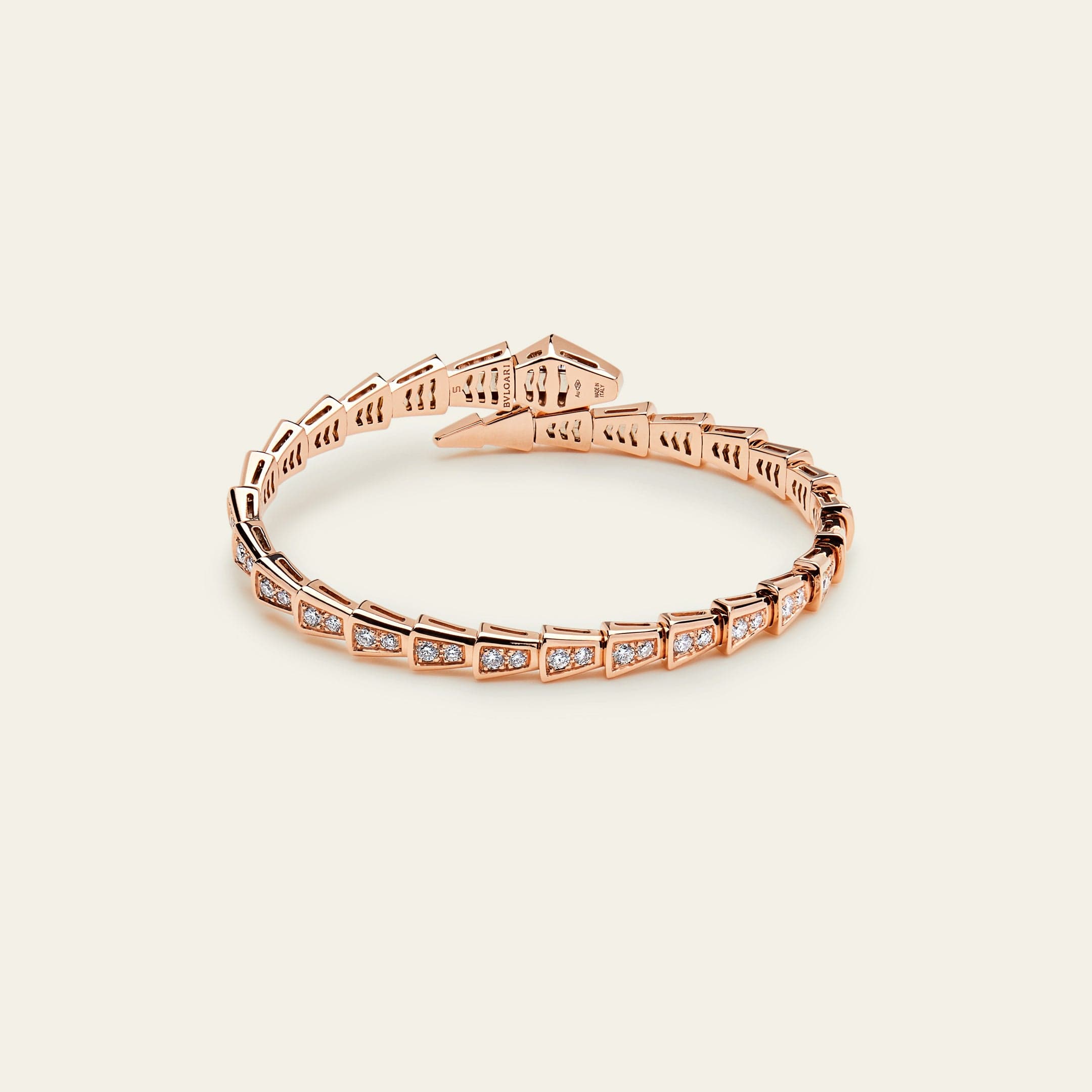 BVLGARI Serpenti Viper Thin Bracelet Rose Gold Full Pavé Diamonds 353792