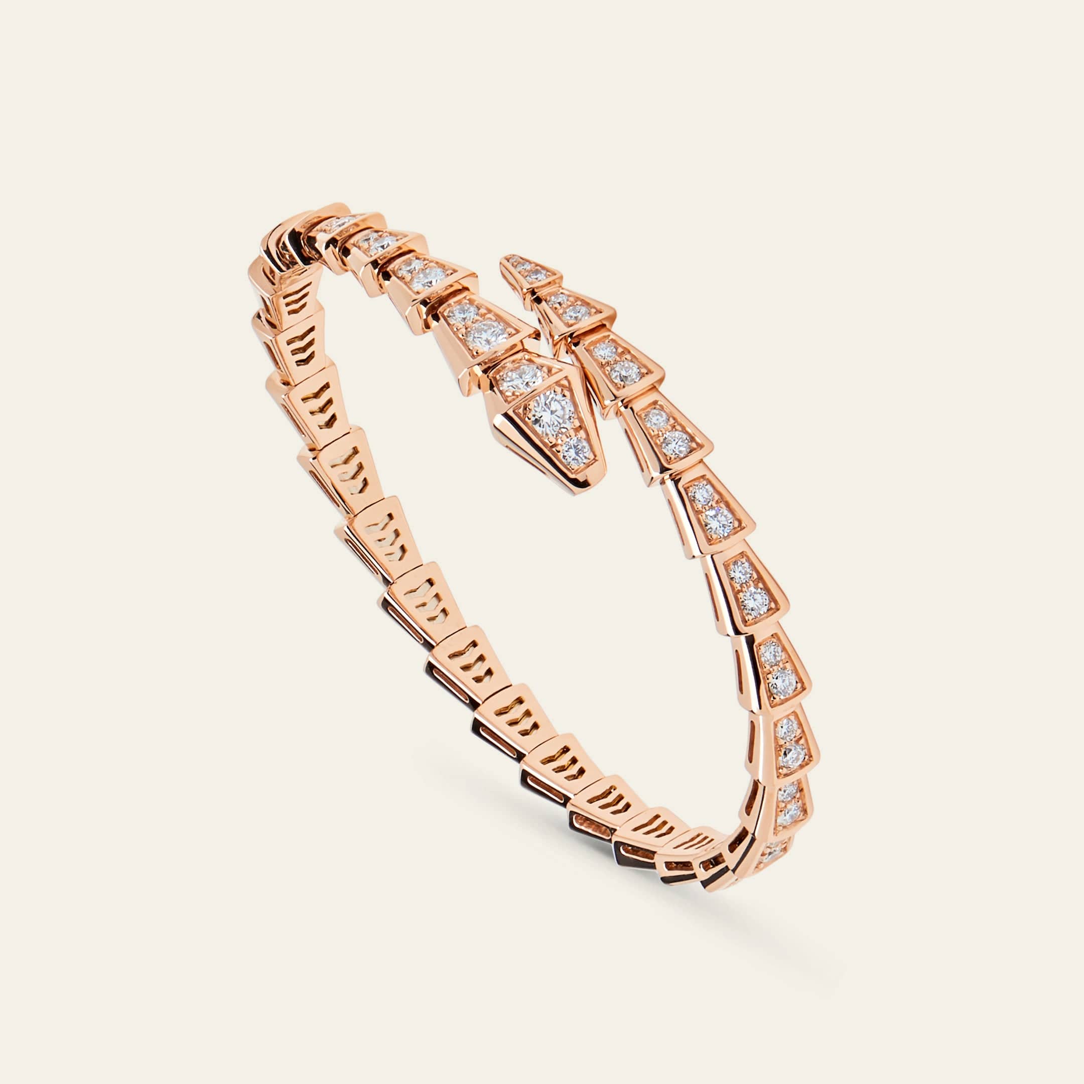 BVLGARI Serpenti Viper Thin Bracelet Rose Gold Full Pavé Diamonds 353792