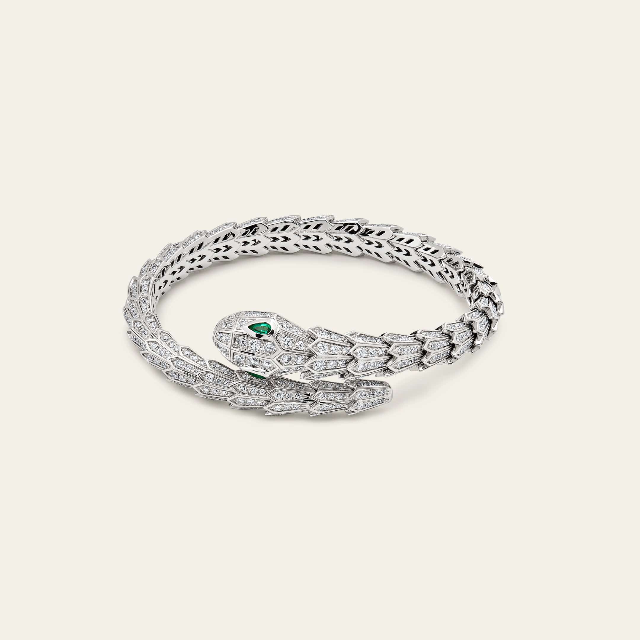 Bvlgari Serpenti White Gold Diamond and Emerald Bracelet 356903