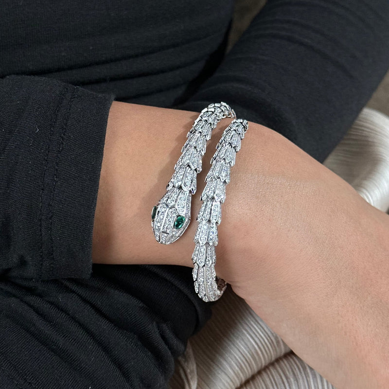 Bvlgari Serpenti White Gold Diamond and Emerald Bracelet 356903