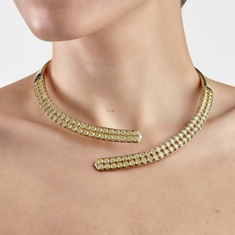 Bypass Cuff Yellow Diamond Necklace