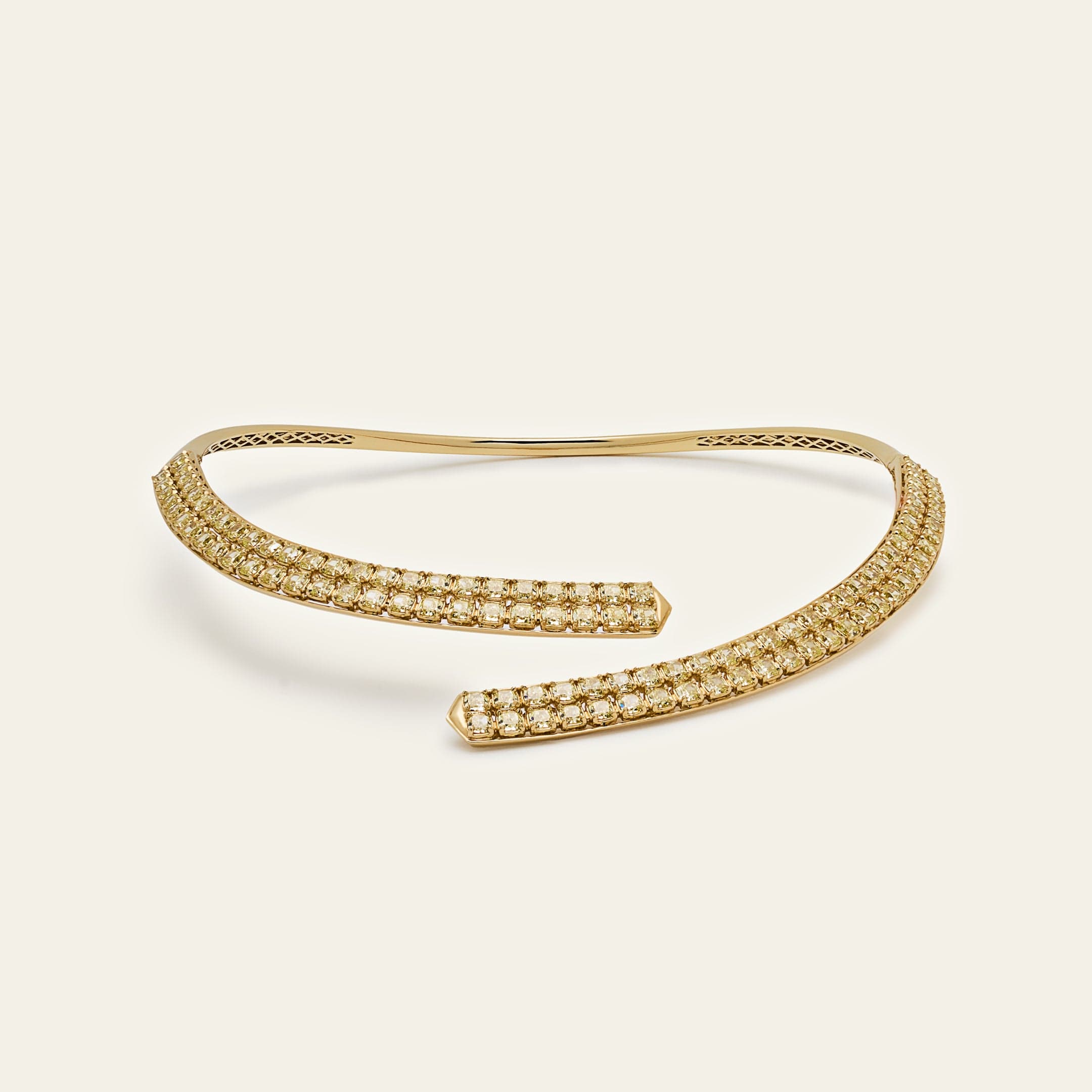 Bypass Cuff Yellow Diamond Necklace