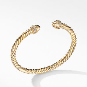 Cable Bracelet in 18K Gold with Gold Dome and Diamonds