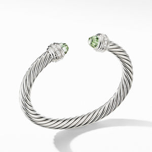 Cable Bracelet with Prasiolite and Diamonds