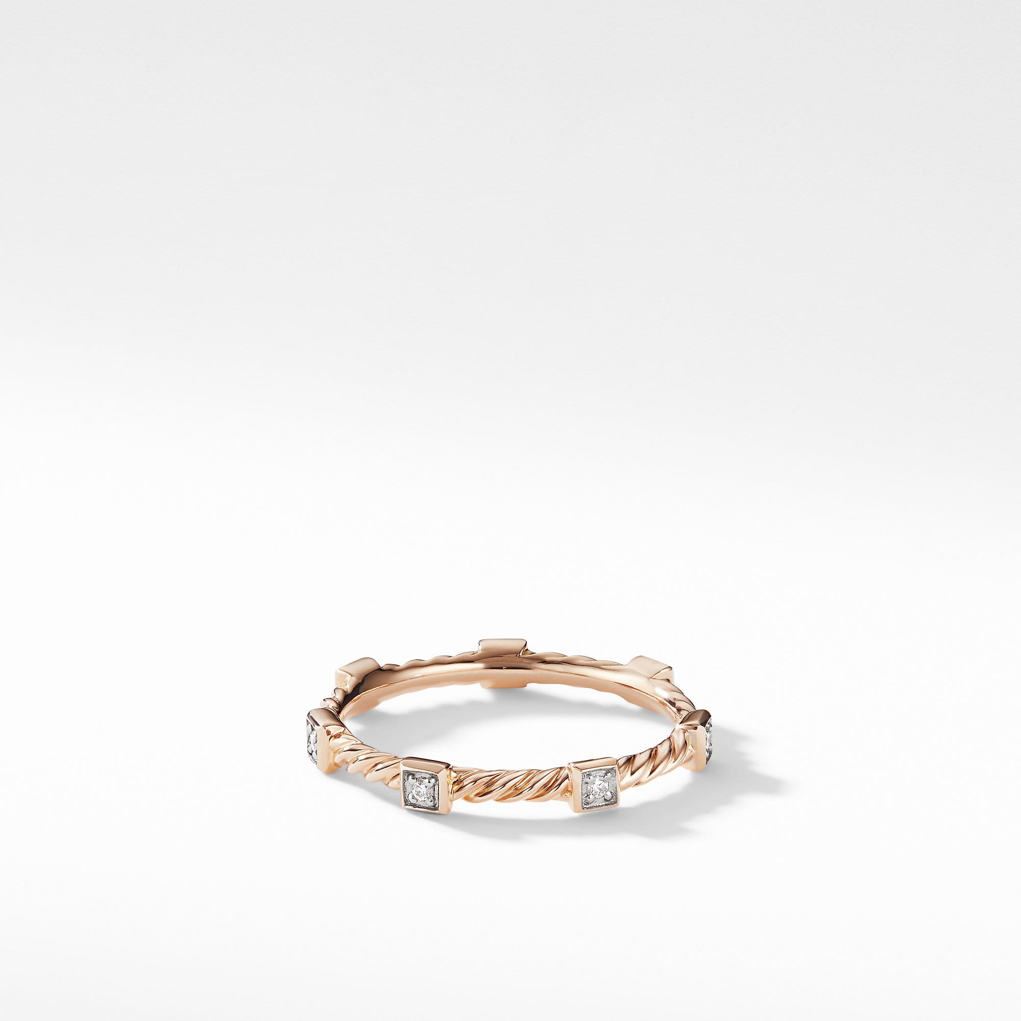 Cable Collectibles Cable Stack Ring in 18K Rose Gold with Diamonds