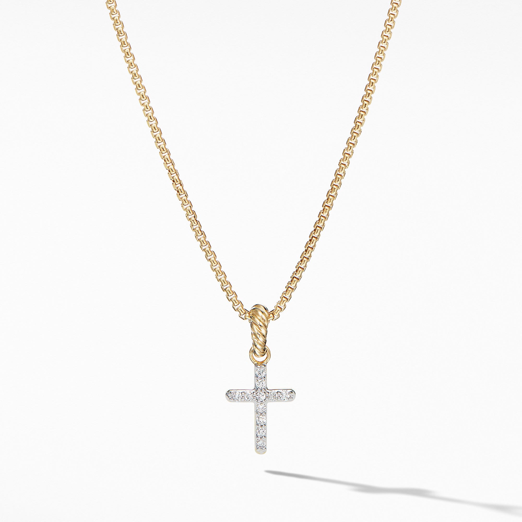 Cable Collectibles Cross Pendant in 18K Yellow Gold with Diamonds