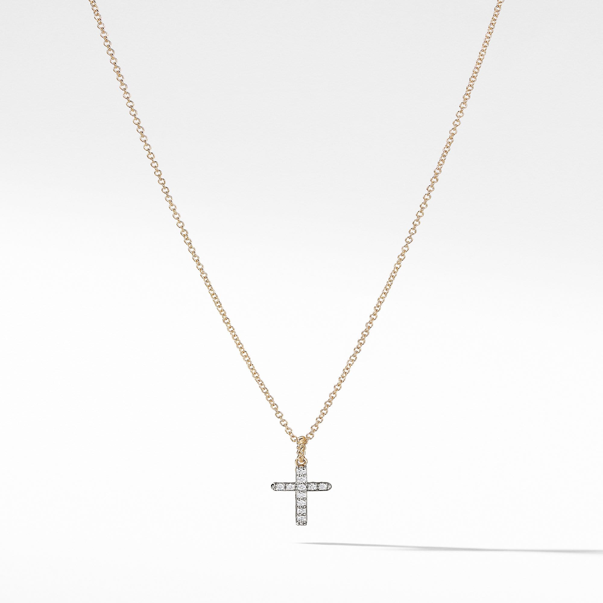 Cable Collectibles Cross with Diamonds in Gold on Chain
