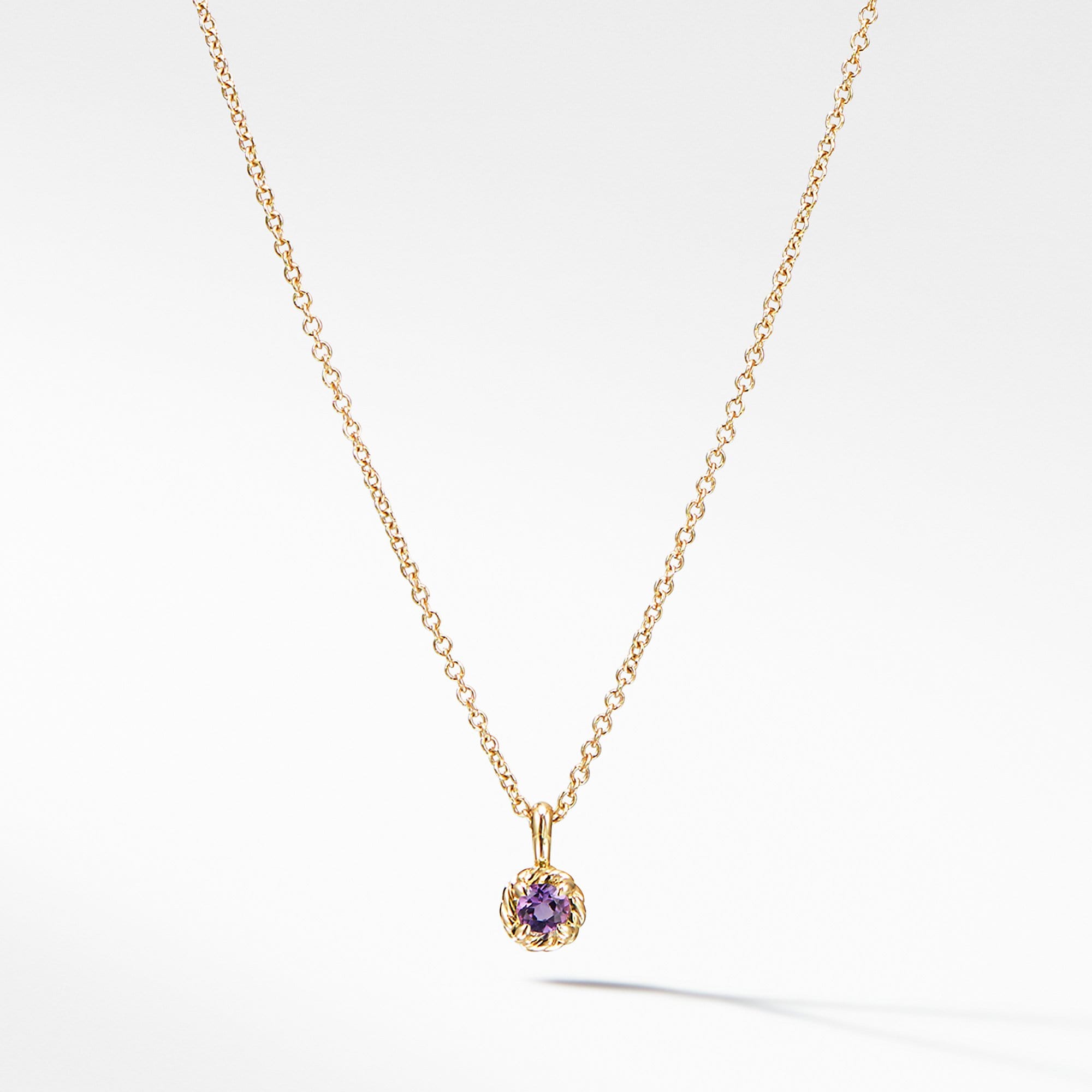 Cable Collectibles Kids Necklace Birthstone Necklace with Amethyst in 18K Gold, 3mm