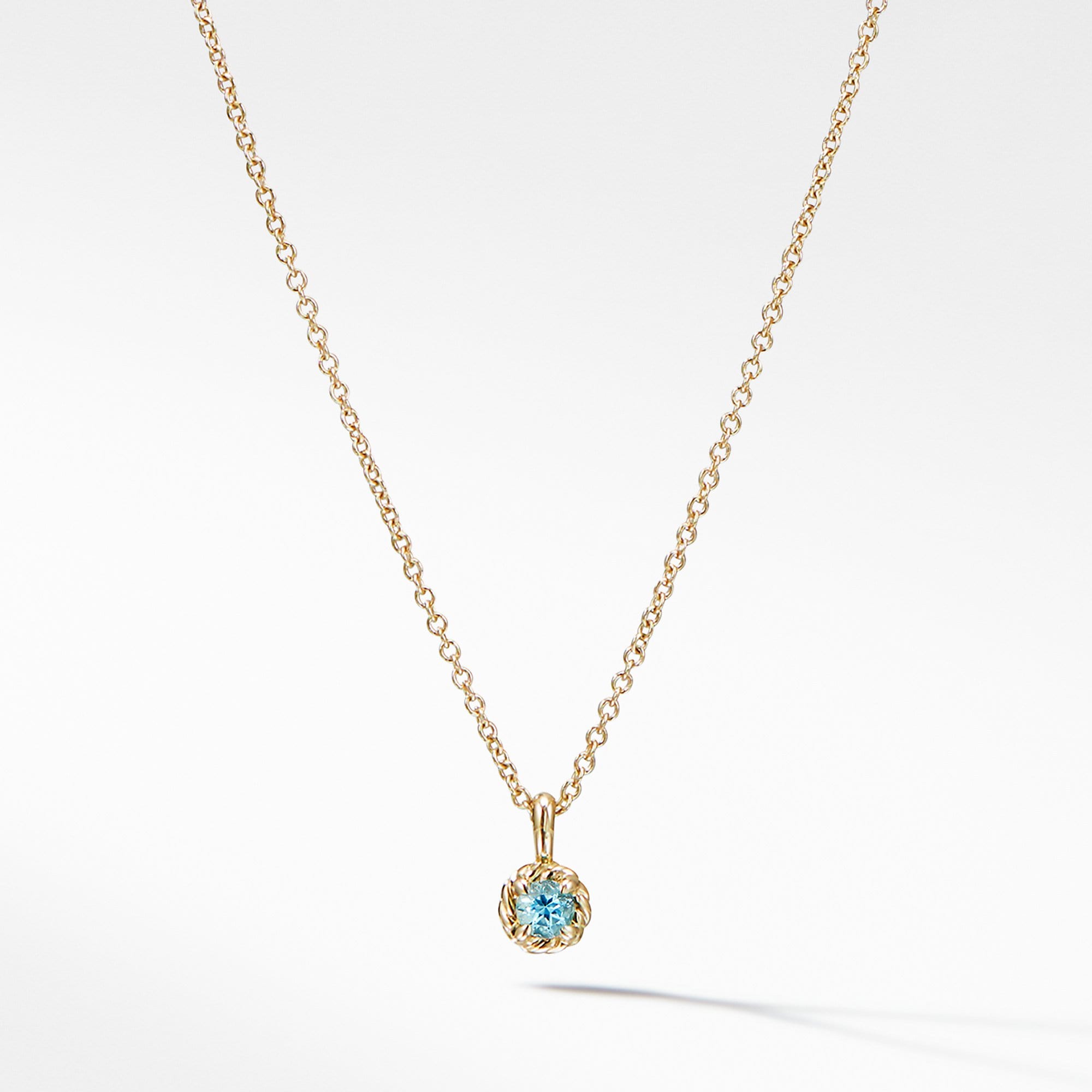 Cable Collectibles Kids Necklace Birthstone Necklace with Blue Topaz in 18K Gold, 3mm