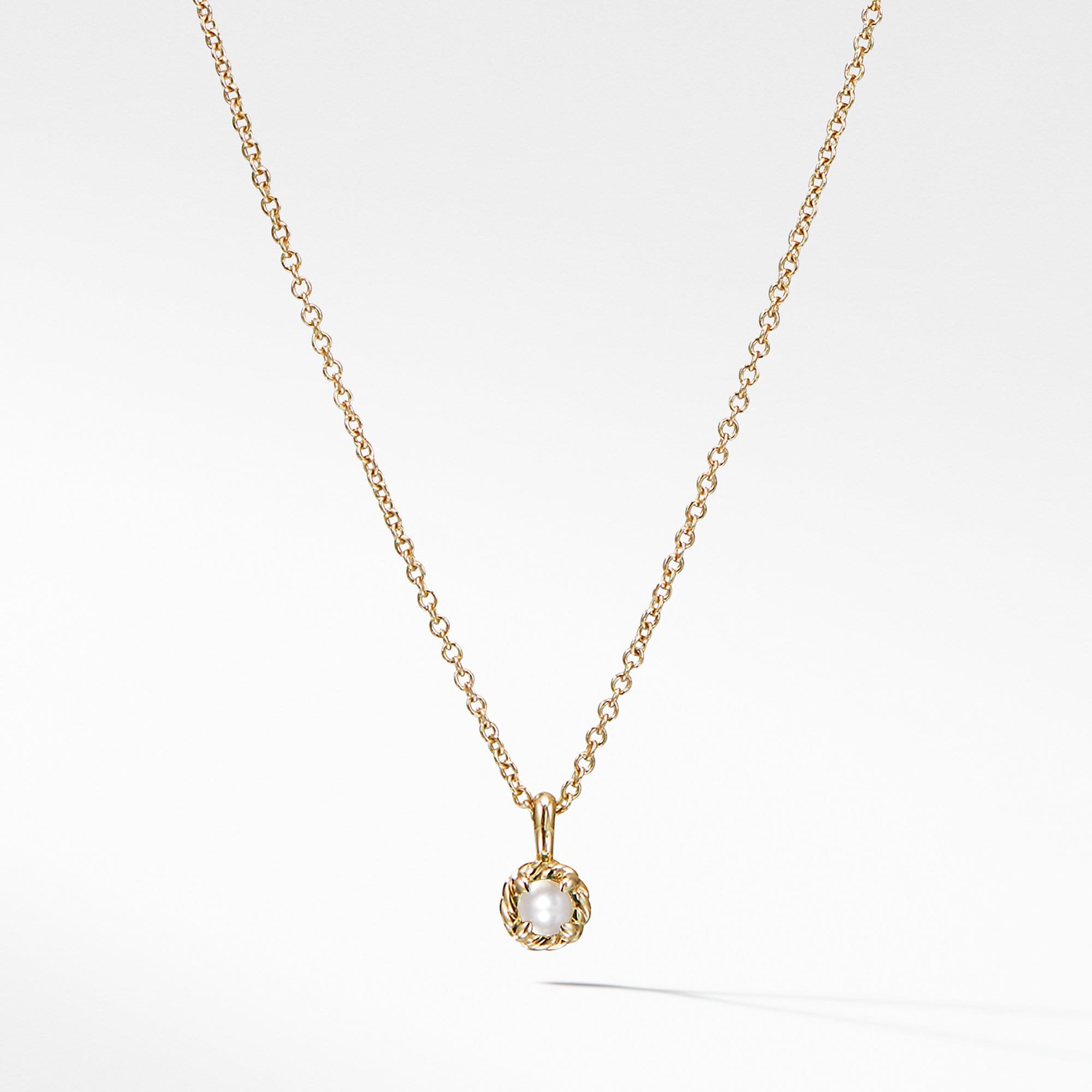 Cable Collectibles Kids Necklace Birthstone Necklace with Cultured freshwater Pearls in 18K Gold, 3mm