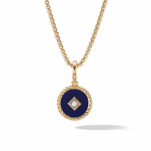 Cable Collectibles Navy Enamel Charm in 18K Yellow Gold with Center Diamond