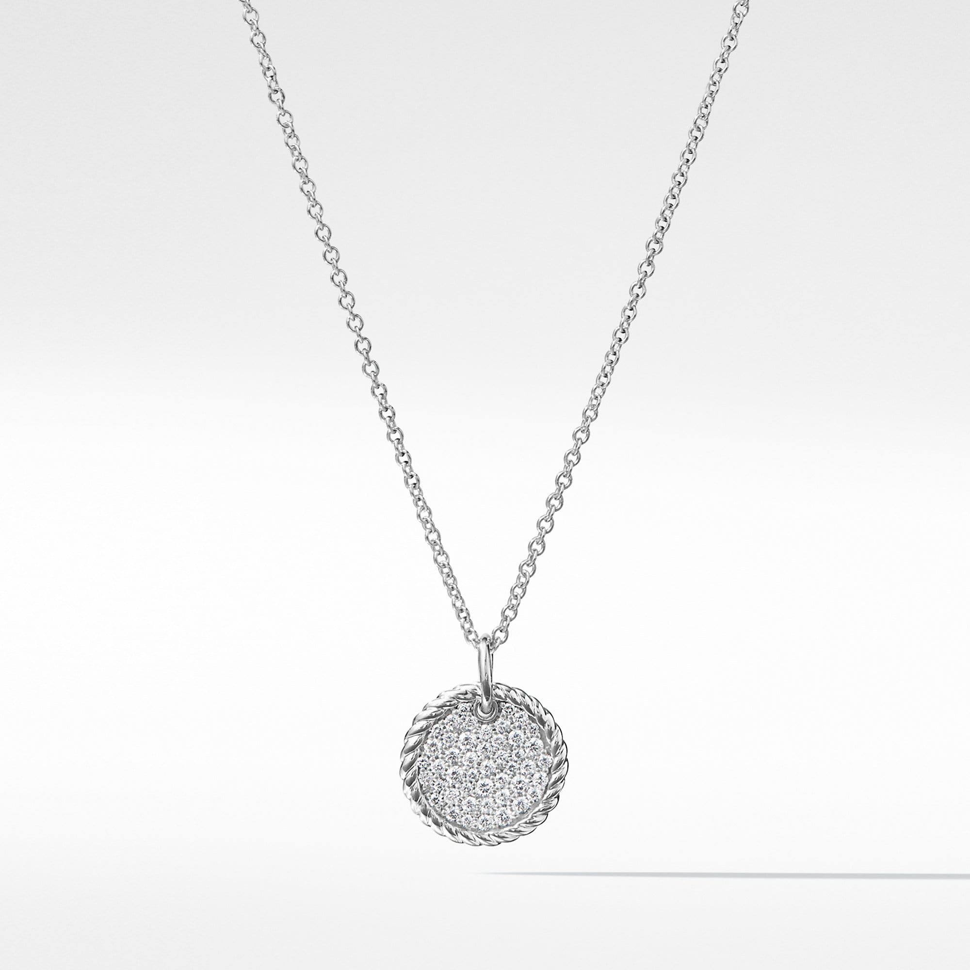 Cable Collectibles Pav預late Necklace with Diamonds in 18K White Gold