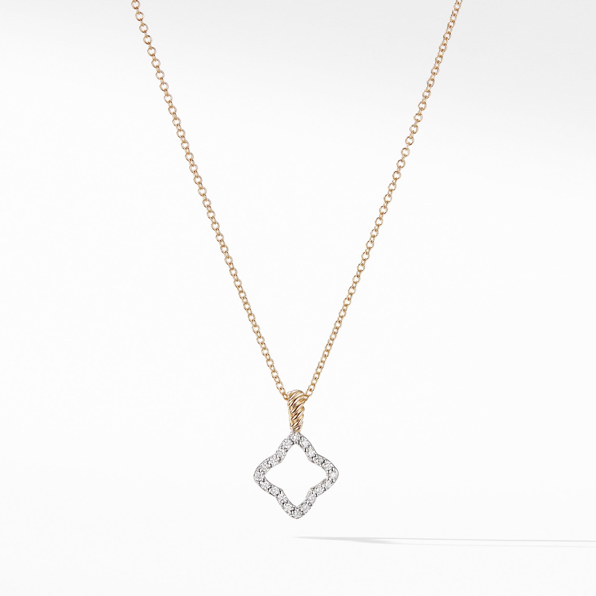 Cable Collectibles Quatrefoil Pendant Necklace with Diamonds in 18K Gold