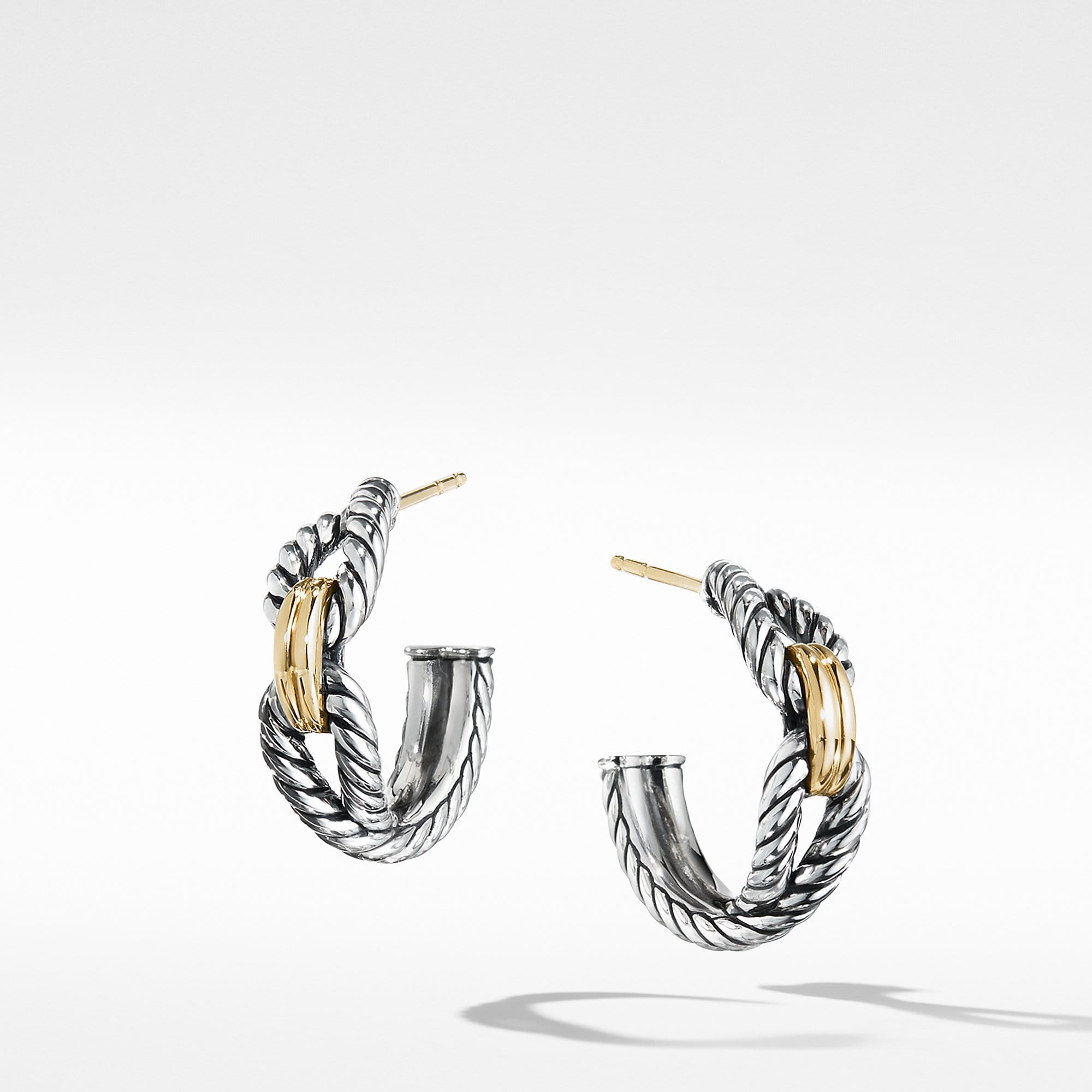 Cable Loop Hoop Earrings with 18K Gold