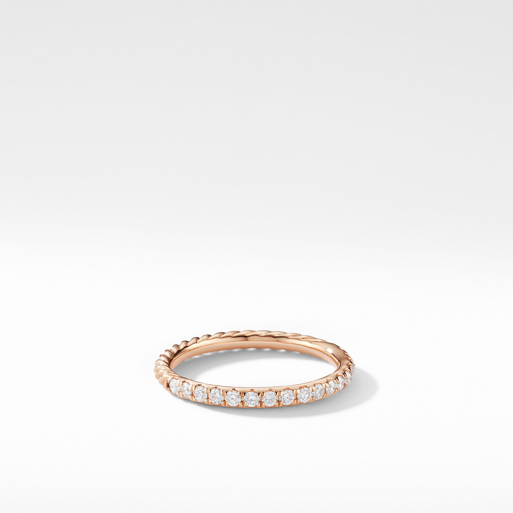 Cable Pav頂and Ring in 18K Rose Gold with Diamonds
