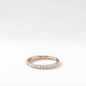 Cable Pav頂and Ring in 18K Rose Gold with Diamonds