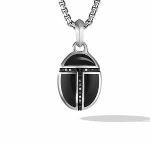 Cairo Amulet in Sterling Silver with Black Onyx and Pave Black Diamonds
