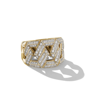 Carlyle Ring in 18K Yellow Gold with Pave Diamonds