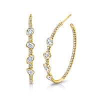 Hoop Earrings with Fancy Shape Diamonds