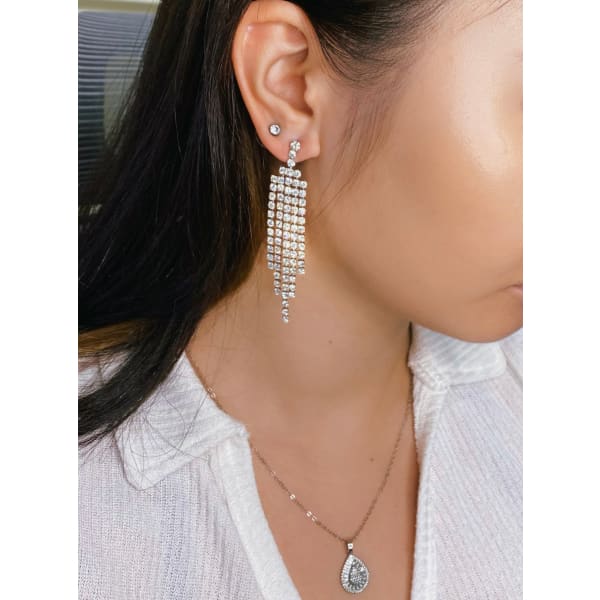 10.5ct. Natural Diamond Chandelier Earrings Set In 18K White Gold