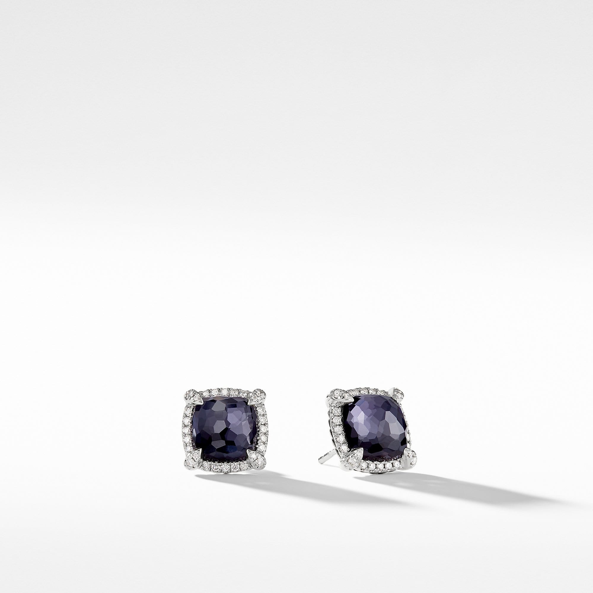 Chatelaine Pave Bezel Earring with Black Orchid and Diamonds mm