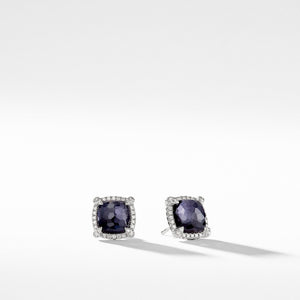Chatelaine Pave Bezel Earring with Black Orchid and Diamonds mm