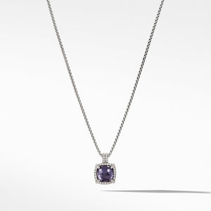 Chatelaine Pave Bezel Pendant Necklace with Black Orchard and Diamonds, 9mm
