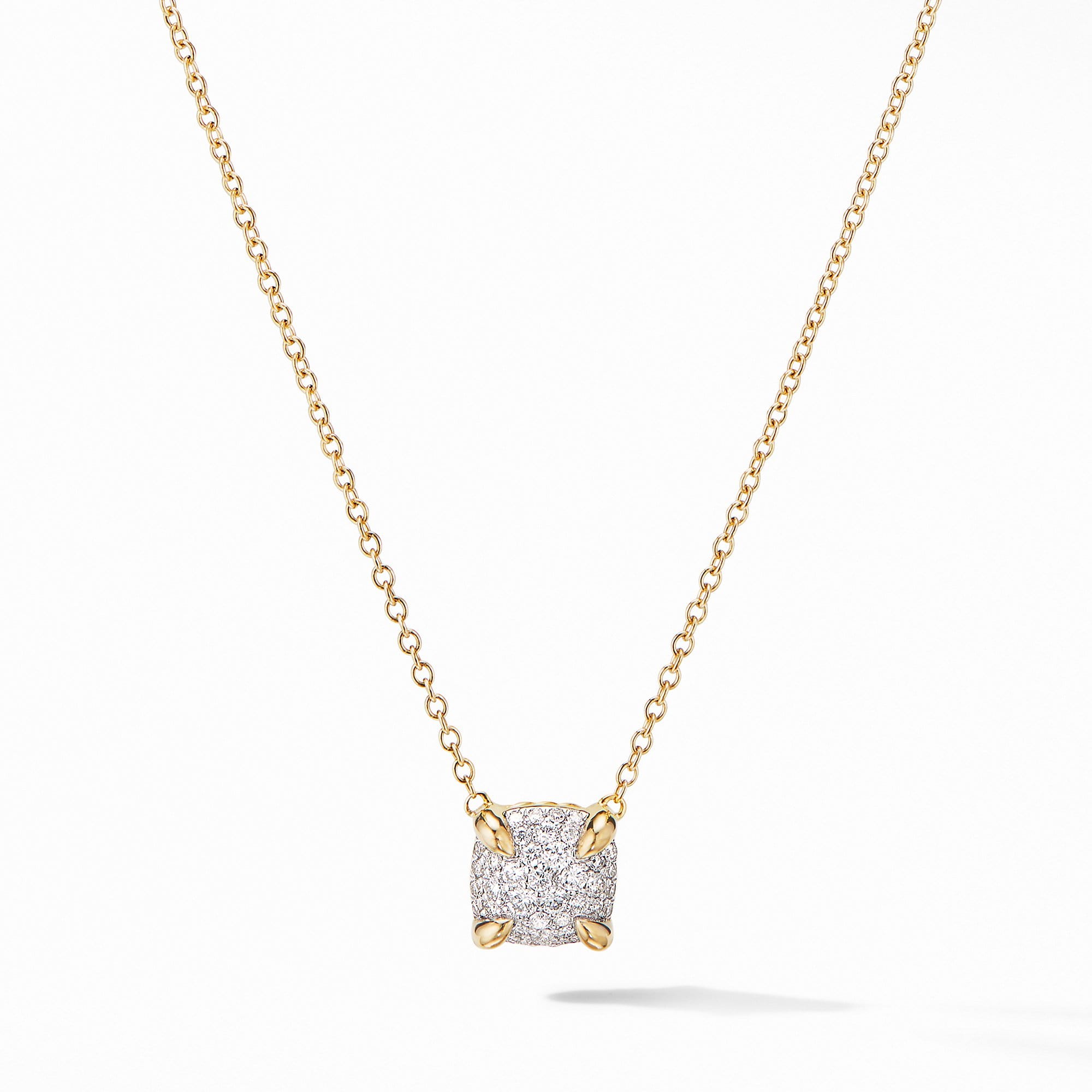 Chatelaine Pendant Necklace in 18K Yellow Gold with Full  Pave Diamonds